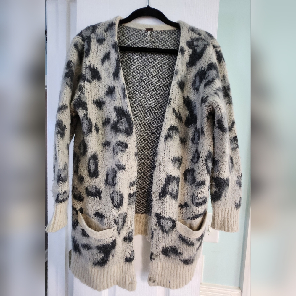 Free People Leopard Patterned Cardigan